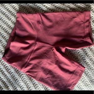 Burgundy Lululemon bike shorts